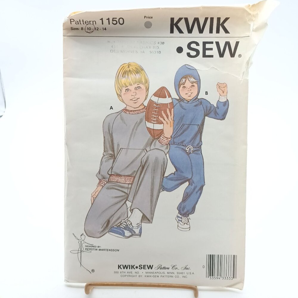 Kwik Sew Vintage 1150 Boys Jogging Suit Sewing Pattern Size 8-14